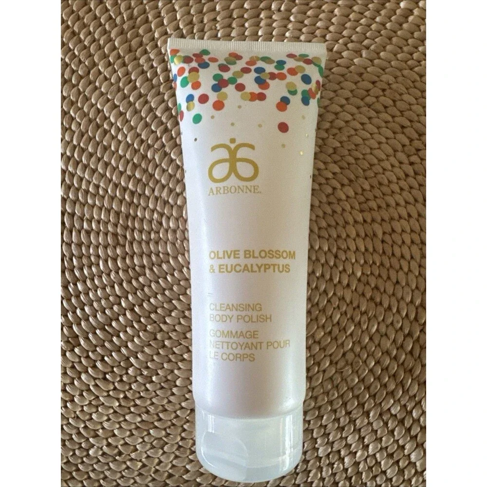 ARBONNE OLIVE BLOSSOM & EUCALYPTUS CLEANSING BODY POLISH 8 FL OZ. NEW, UNOPENED